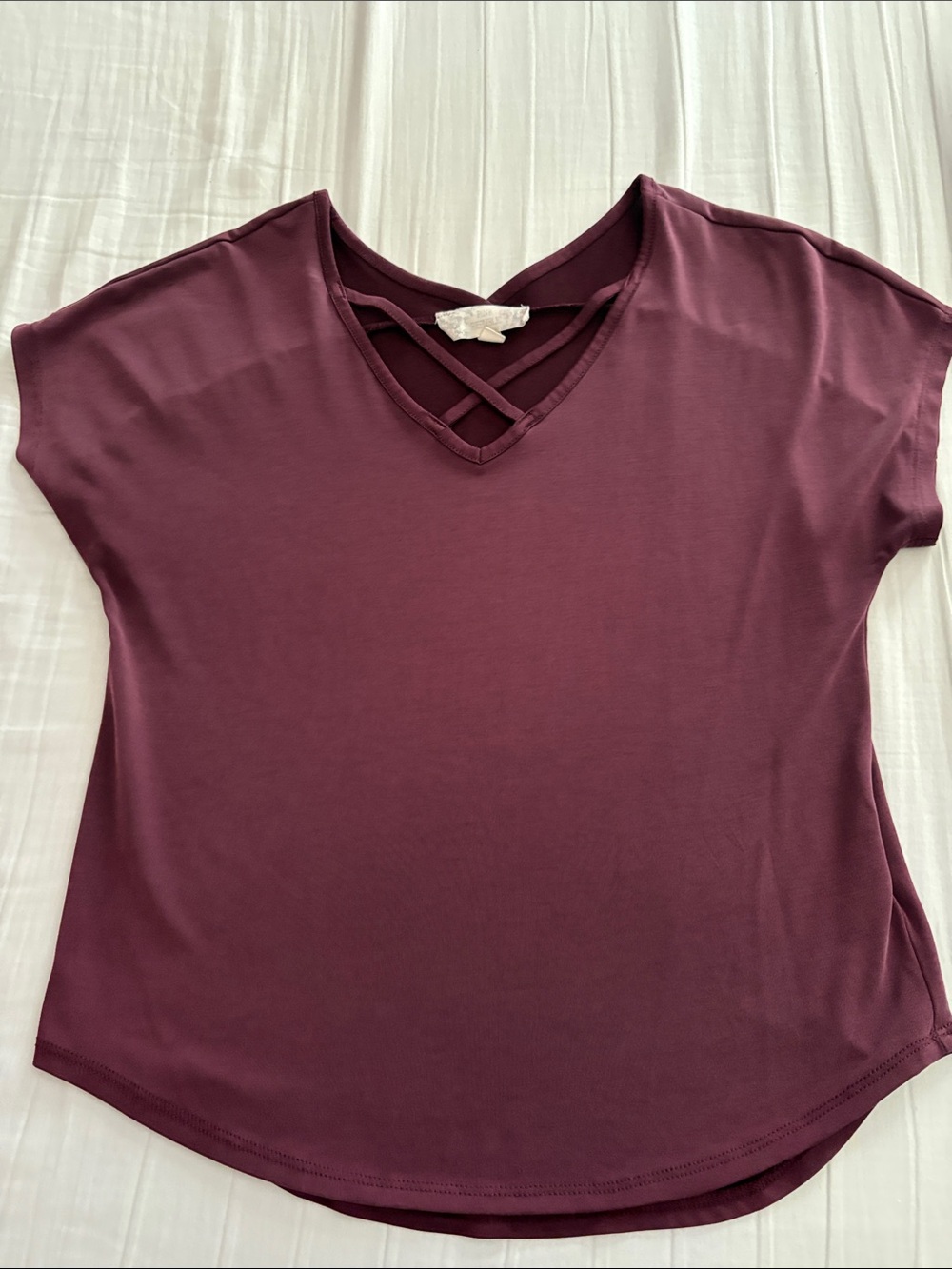 Pink Republic Crisscross V-Neck Top in Plum